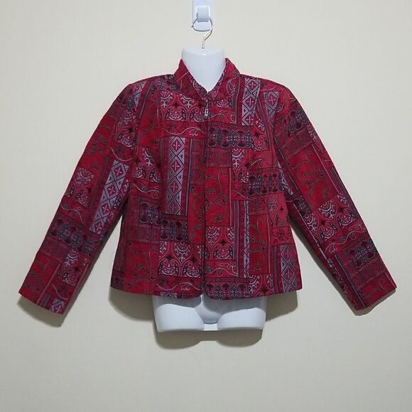 NWOT Molly and Max Red Aztec Jacket Sz Medium Petite - Picture 5 of 10